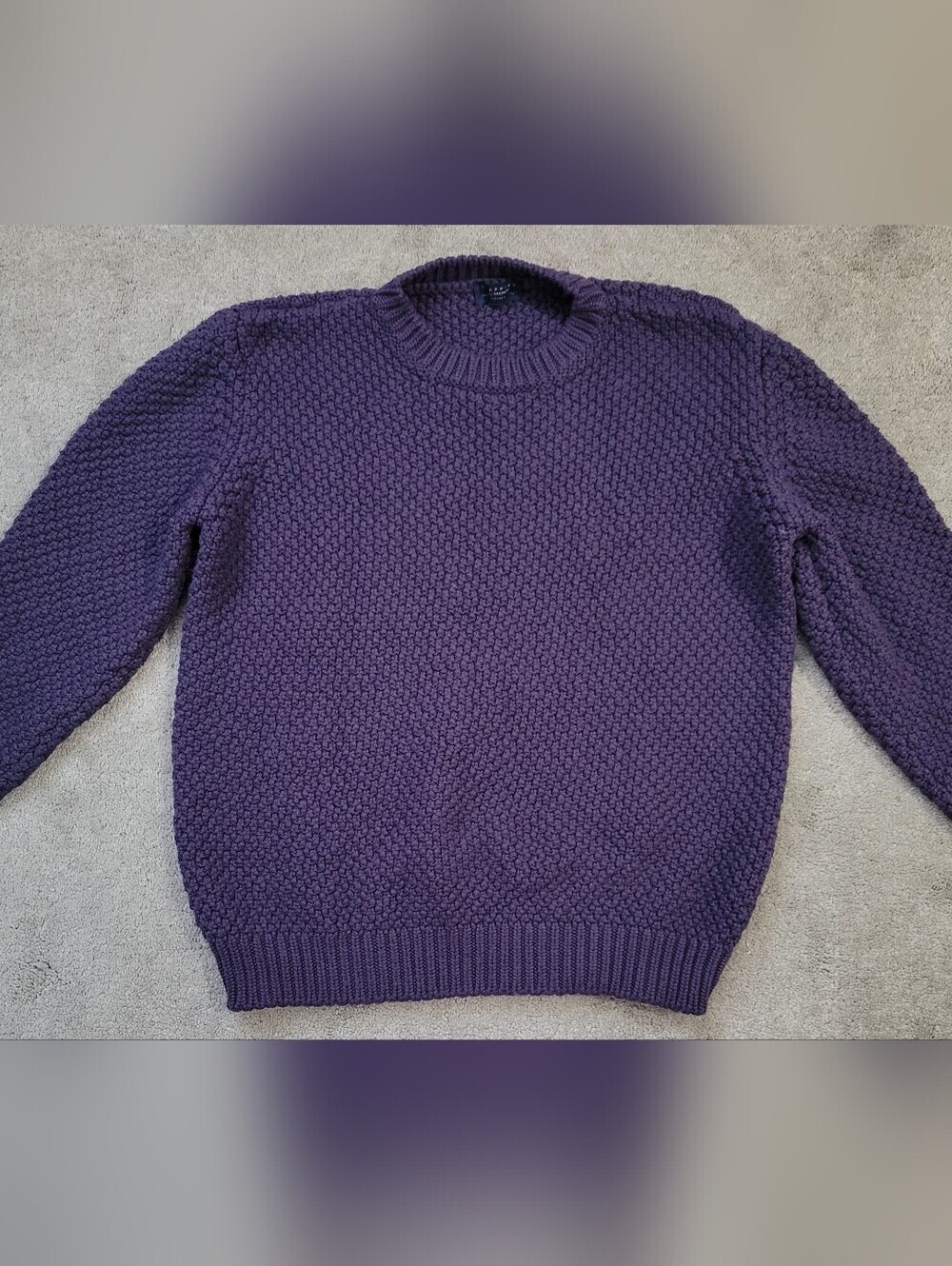 Scappino Marine Purple Merino Wool Blend Heavyweight Knit Crewneck Sweater Italy - Picture 7 of 8